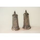 A pair of Chinese Silver Coloured Metal Condiments. Each in the form of a Pagoda. Apparently