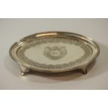 A George III Sterling Silver Teapot Stand. Henry Chawner. London 1795. Bright cut engraved and