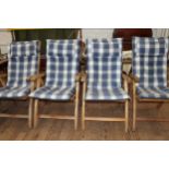 4 Teak garden chairs.