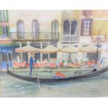 Caroline Duchess of Leeds. Watercolour. Gondolier on the grand canal Venice. Signed Leeds.