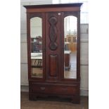 A Victorian Stained mahogany two Door mirrored wardrobe. Circa 1890. 195cmx 106cm x 45cm