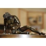 After the Antique A Bronze of Dying Gladiator on a bronze base