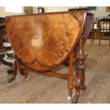 A Victorian Burr Walnut Sutherland table . Circa 1860. In need of restoration. 74cm x 91cm ( 70cm