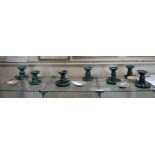 Seven Oriental Green Glazed Night Lights and Seven Small Dishes (14)