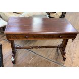 A Victorian Mahogany Serving table. Mid 19th century. Fitted with two drawers above a turned