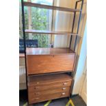 A Set of Modern Ladderax Style Shelves, with cupboards below and metal frame. circa 1960.