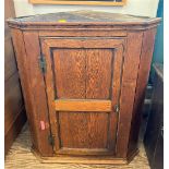 An Antique Oak Flat Front Corner Cupboard.