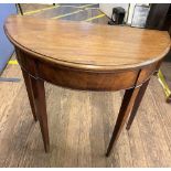 A George III Mahogany Demi Lune Side Table. Circa 1800. 72cm x 77cm x 38cm