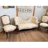 A Victorian Couch and Two Side Chairs. The couch 160cm long.