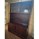 A Vintage Rosewood Veneered Display Bookcase. Circa 1960. 196cm x 138cm x 43cm.