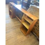 A Set of Vintage Teak Open Shelves. 89cm x 195cm. And two other book shelves. (3)