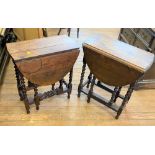 Two Oak Drop Leaf Tables. Early 20th century. Each with barley twist supports. In two sizes. 72cm