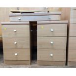 A Modern Blonde Bedroom Set. Tall chest of drawers 108 x 79 x 47 cm 2x small chest of drawers 71 x