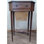 An Antiques mahogany Sewing table. On slender tapered legs. Approx. 79 x 49 x 36cm