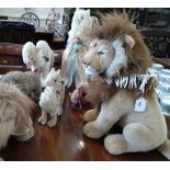Soft toys including Keel Toy Co. Lion 77cm, Leosco lion 79cm, four camels and a wart hog. (7)