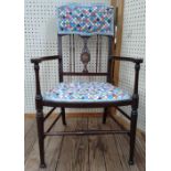 3 Edwardian Bedroom Chairs. With new upholstery.
