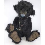 Charlie Bear Coleridge. Retired. 43cm. Made from black mohair with sculpted pads, blue-grey stitched