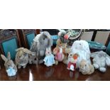 Ten soft toys: rabbits by Hansa, Animal craft, Eden, Ty, and other makes. (10)