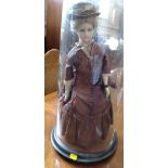A Victorian Wax Doll. Under a glass dome. Approx. 50cm tall