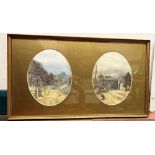 Two watercolours. 19th century English School. Coastal twons with figures. In of oval form. Framed