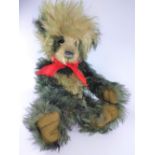 Limited edition of 400. Charlie Bear "Bedhead". 46cm. Forest green and cream with green tipping,