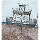 Victorian iron three tier wirework garden planter Stand.