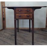 An Antique mahogany Side Table. With a pair of drop leaves and fitted with a pair of drawers.