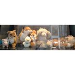 Eleven soft toy animals, including a Leosco stoat, foxes, squirrel, and others. 11cm to 40cm (11)