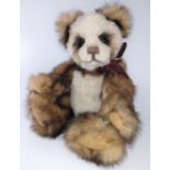 Charlie Bear Anniversary Mia 30cm. Retired. Mia panda brown and cream plush fur, with some darker