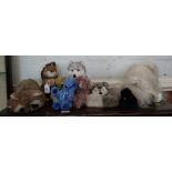 Eight soft toys including squirrel, terrier and three teddy bears 12 to 53cm. (8)