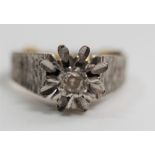 A White Gold Cluster Ring Set with Central Diamond. Size H. Approx 5.48gms