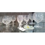 Sets and part sets of cut glass drinking glasses. (30)