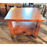 A Yew Wood occasional table, fitted with a single drawer. 46cm x 60 cm square.