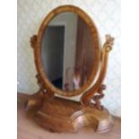 A Victorian Satin Walnut Toilet Mirror. Mid 19th century. 82cm x 76cm.