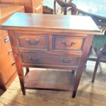 A Modern Teak Hall unit, fitted with three drawers above an under shelf. 80cm x 67cm x 34cm.