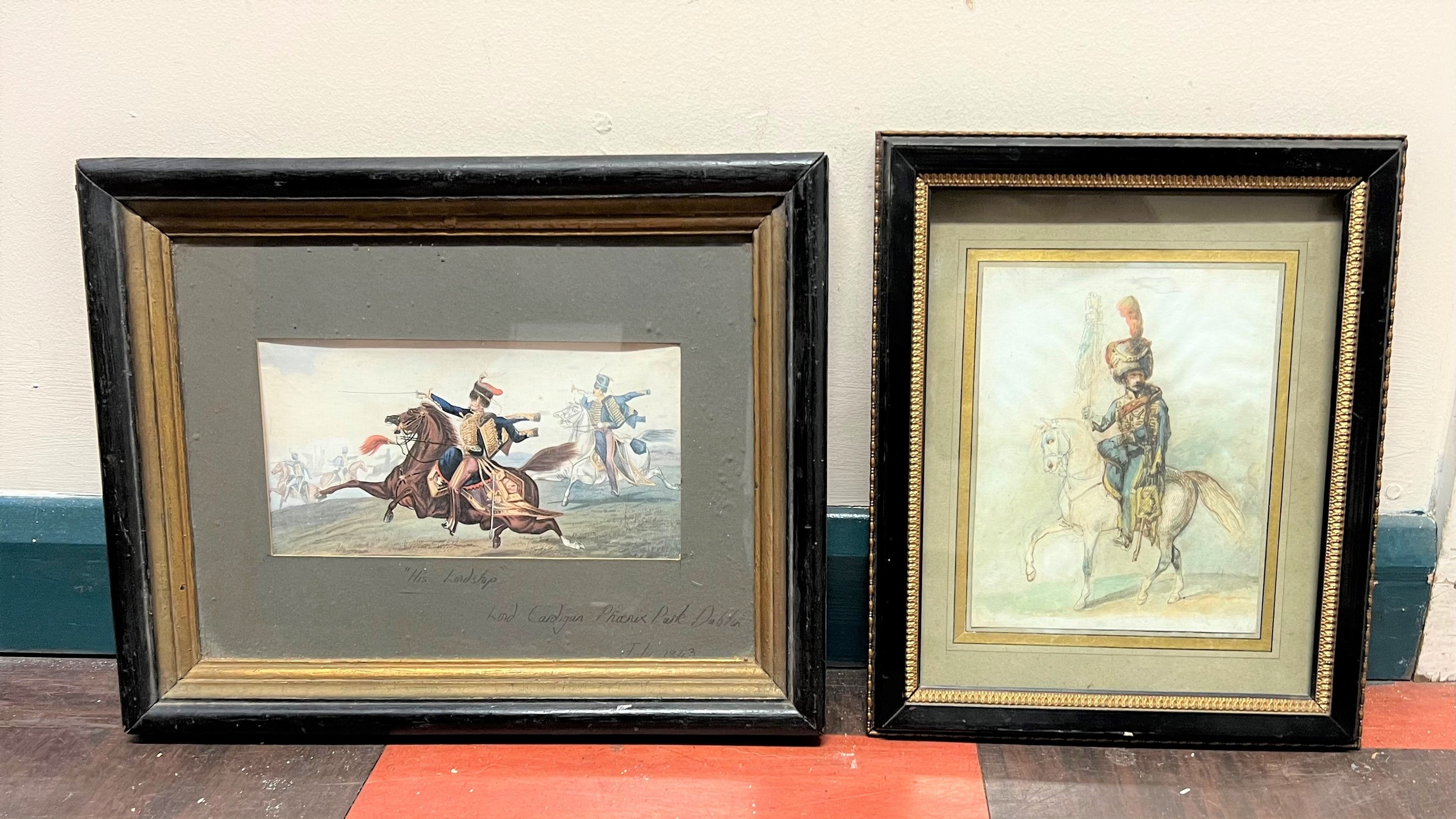 Two prints of Hussars on Horseback. Both framed and glazed.