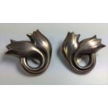 A pair of Georg Jensen silver earrings depicting tulips