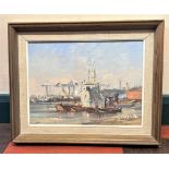 Peter Gilman. Oil on board. the SS J W Mackay. Cable layer. Signed lower left. 21cm x 29cm.