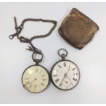 A pair of key wind pocket watches. one silver cased.