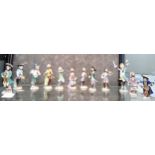 A European porcelain set of twelve Monkey Band figures. (12)