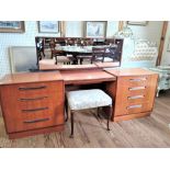 A G Plan Teak Mirrored Dressing table. Circa 1970. 122cm x 213cm x 44cm