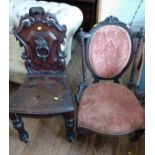 A Victorian Hall chair and a nursing chair.