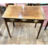 A George III Mahogany Side Table. Circa 1800. Fitted with a single frieze drawer.