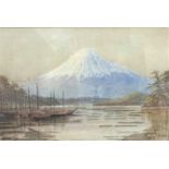 Watercolour. Circa 1900. Mount Fujiyama.