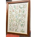 A Sampler, 20th century. Stitched with The alphabet.