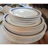 A Johnson Bros. Old English pattern part dinner service comprising two lidded tureens, oval platter,