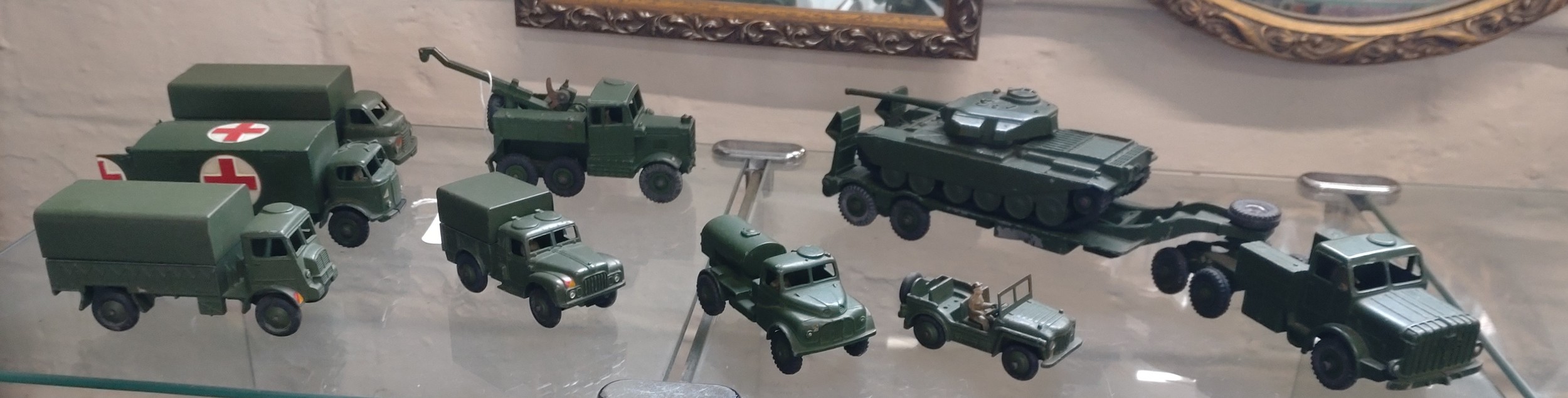 Dinky Toys 1950's Military issues including Mighty Antar Tank Transporter. (9)