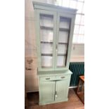 A Green Painted Victorian Bookcase. Circa 1900. 220 x 84 x 47cm.