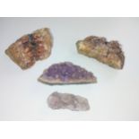 Four pieces of natural Amethyst Quartz