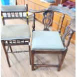 An Edwardian Bedroom chair and a Victorian corner chair